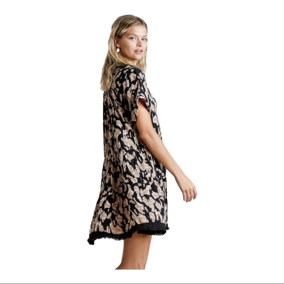 CLEARANCE PRICED Umgee Women’s Print Tiered Frayed Hem Dress Closing Closet - Picture 3 of 7